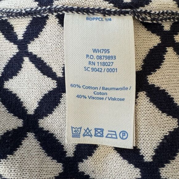 Boden Sweater Knit Midi Dress Women Size 12  Stretch Navy White Cotton Blend - Picture 6 of 8